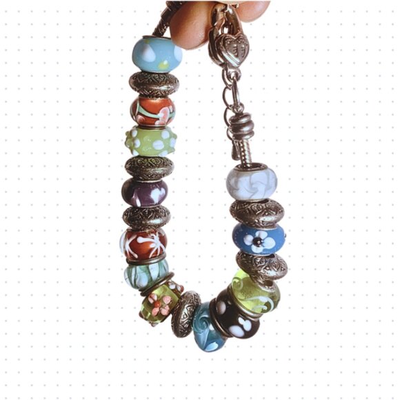 Trollbeads 925 Silver Charm Bracelet – Loaded with Murano Glass Beads - Picture 4 of 4